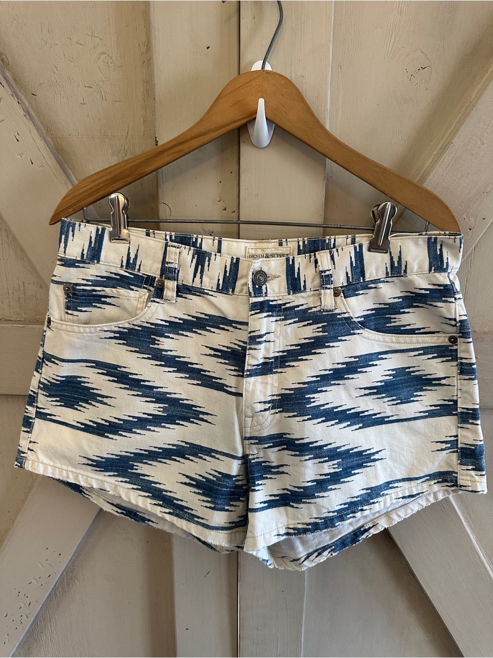 Denim & Supply Ralph Lauren Ikat Print Denim Shorts Size 30 Boho Festival